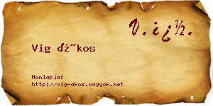 Vig Ákos névjegykártya